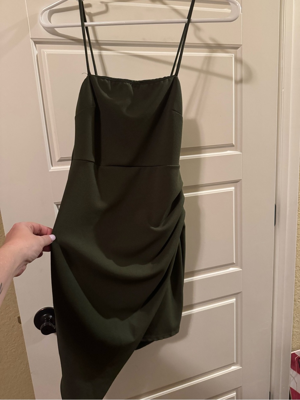 Blue Blush Asymmetrical Olive Green Dress